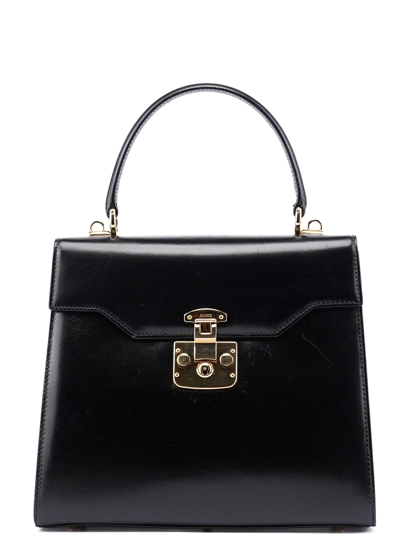 002 2026 Black Leather Lady Lock Bag