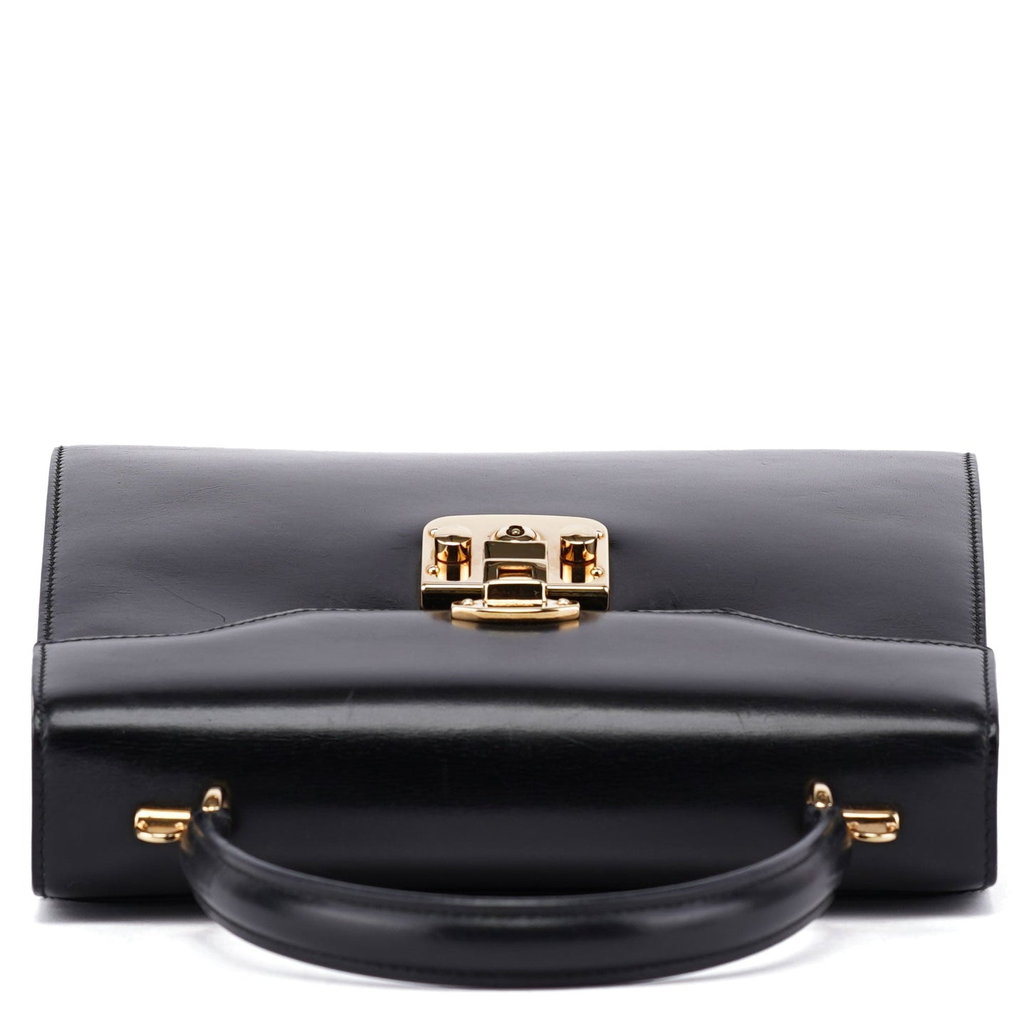002 2026 Black Leather Lady Lock Bag