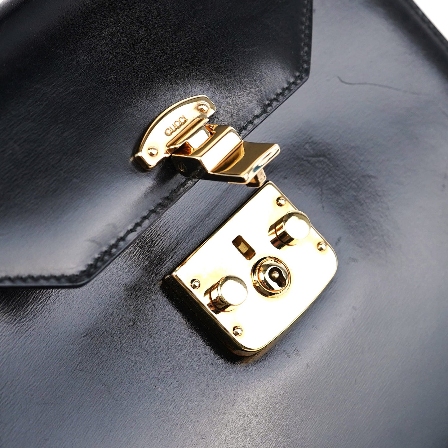 002 2026 Black Leather Lady Lock Bag