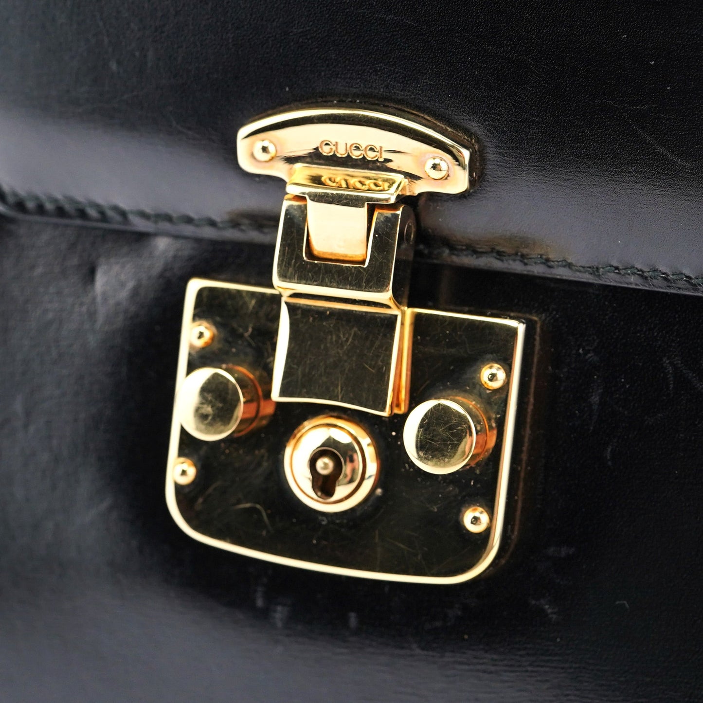 002 2026 Black Leather Lady Lock Bag