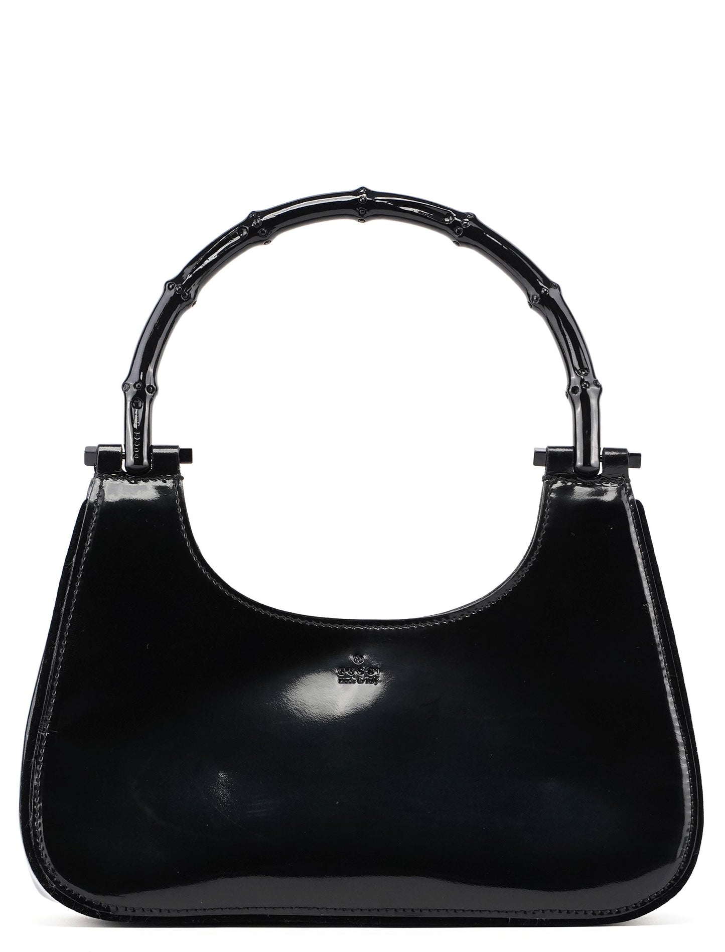 005 0776 Black Patent Leather Bamboo Shoulder Bag