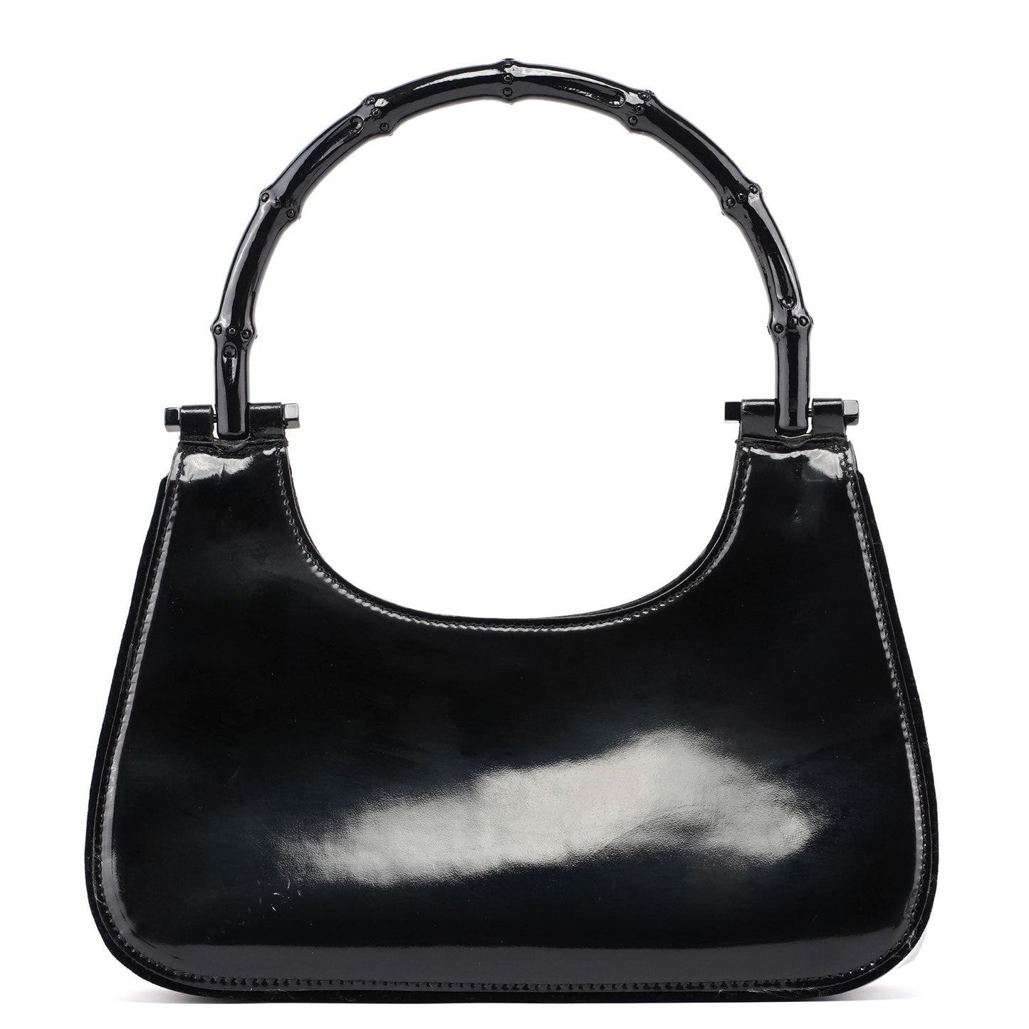 005 0776 Black Patent Leather Bamboo Shoulder Bag