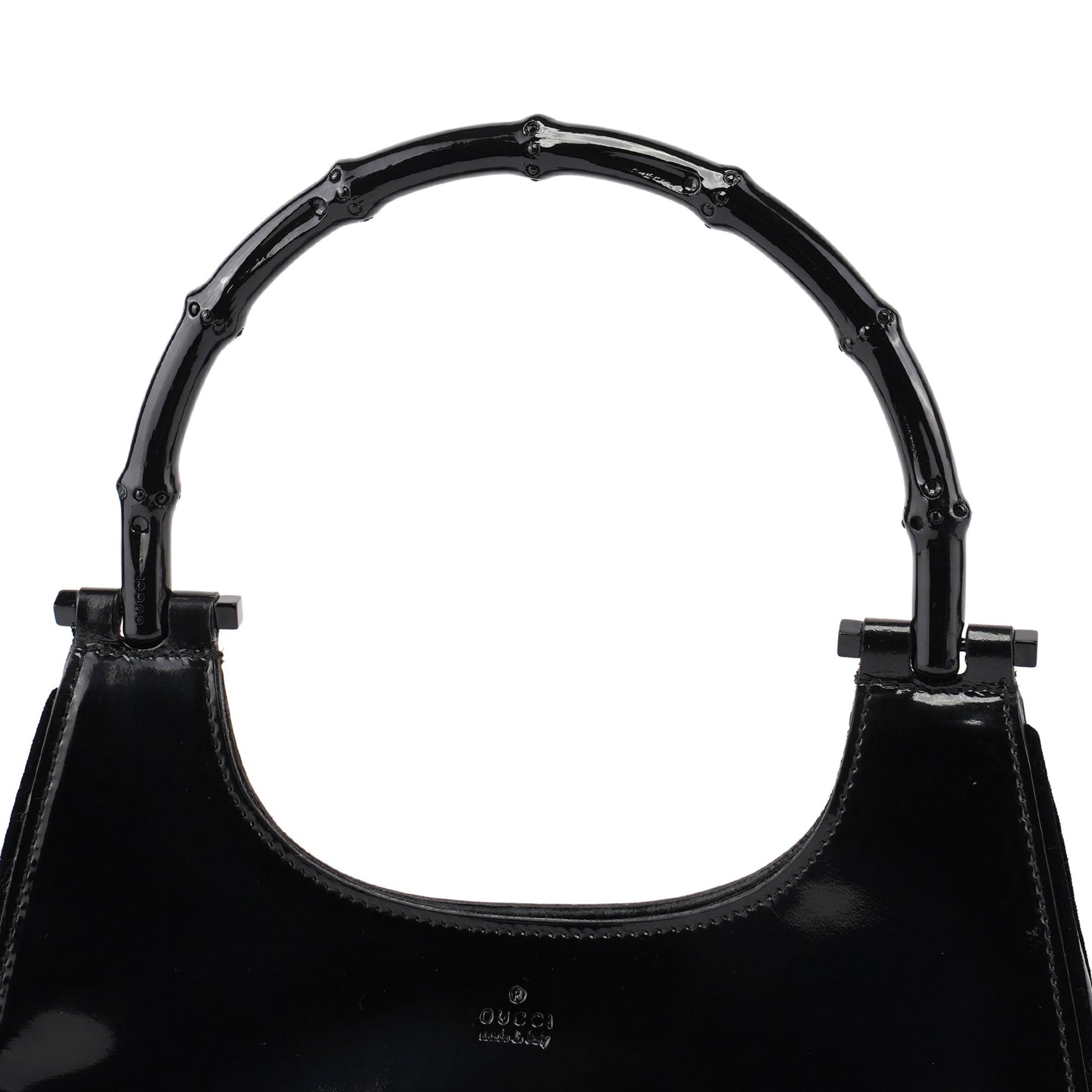 005 0776 Black Patent Leather Bamboo Shoulder Bag