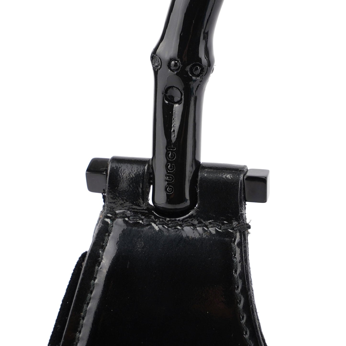005 0776 Black Patent Leather Bamboo Shoulder Bag
