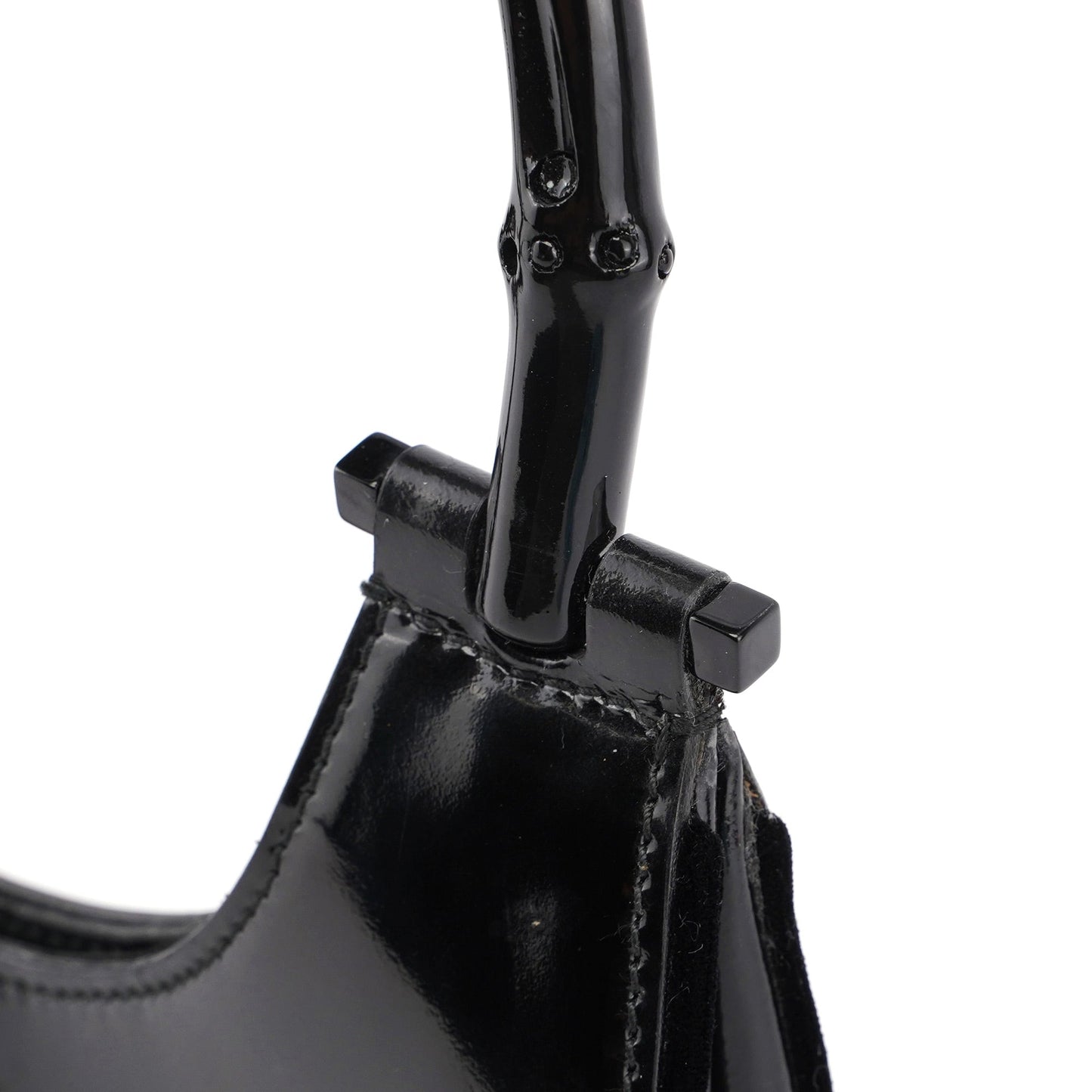 005 0776 Black Patent Leather Bamboo Shoulder Bag