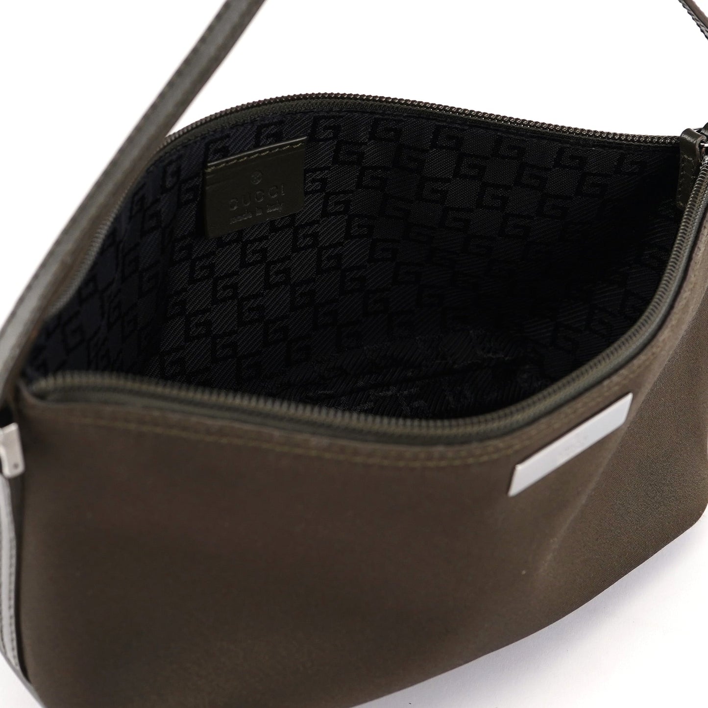 039 1103 Olive Satin Boat Pochette
