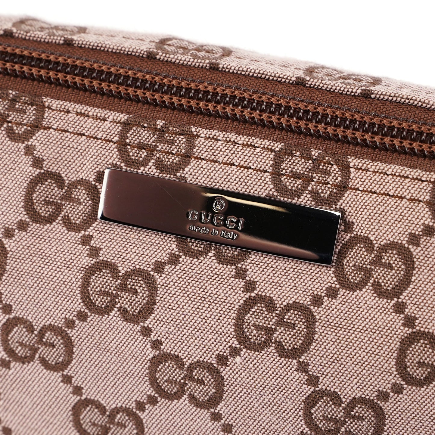 0391103 Beige Brown GG Boat Pochette