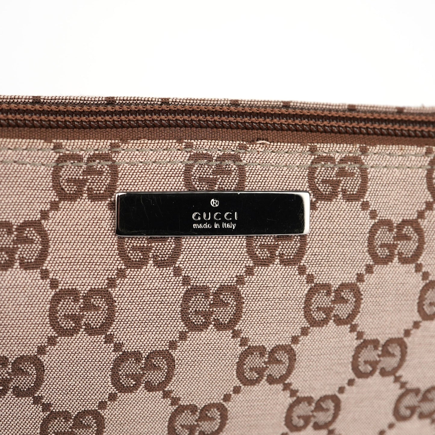 07198 Beige Brown GG Boat Pochette