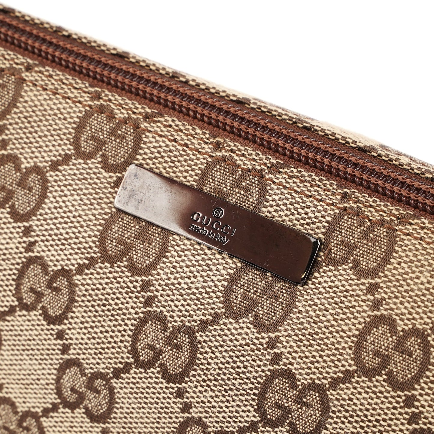 07198 Beige Brown GG Boat Pochette