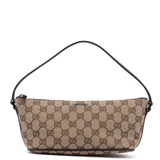07198 Beige Brown GG Boat Pochette