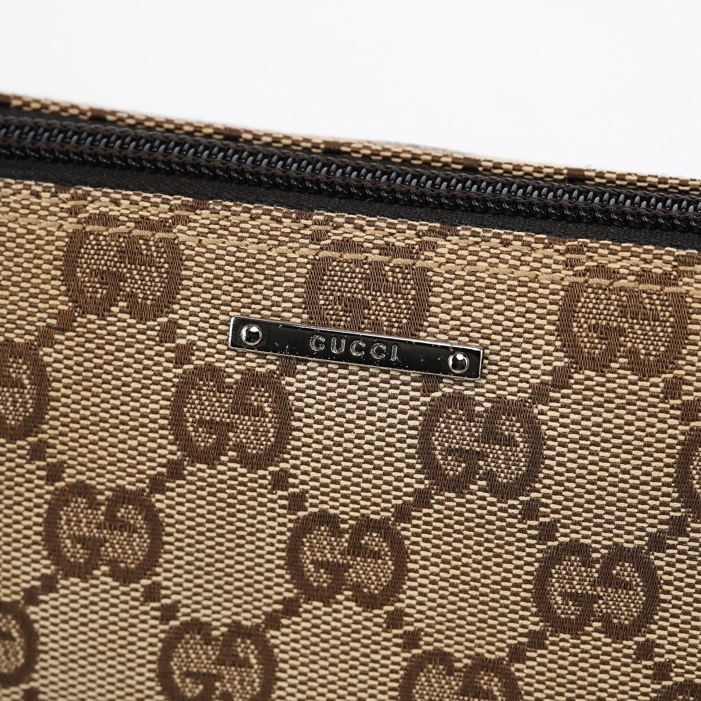 07198 Beige Brown GG Boat Pochette