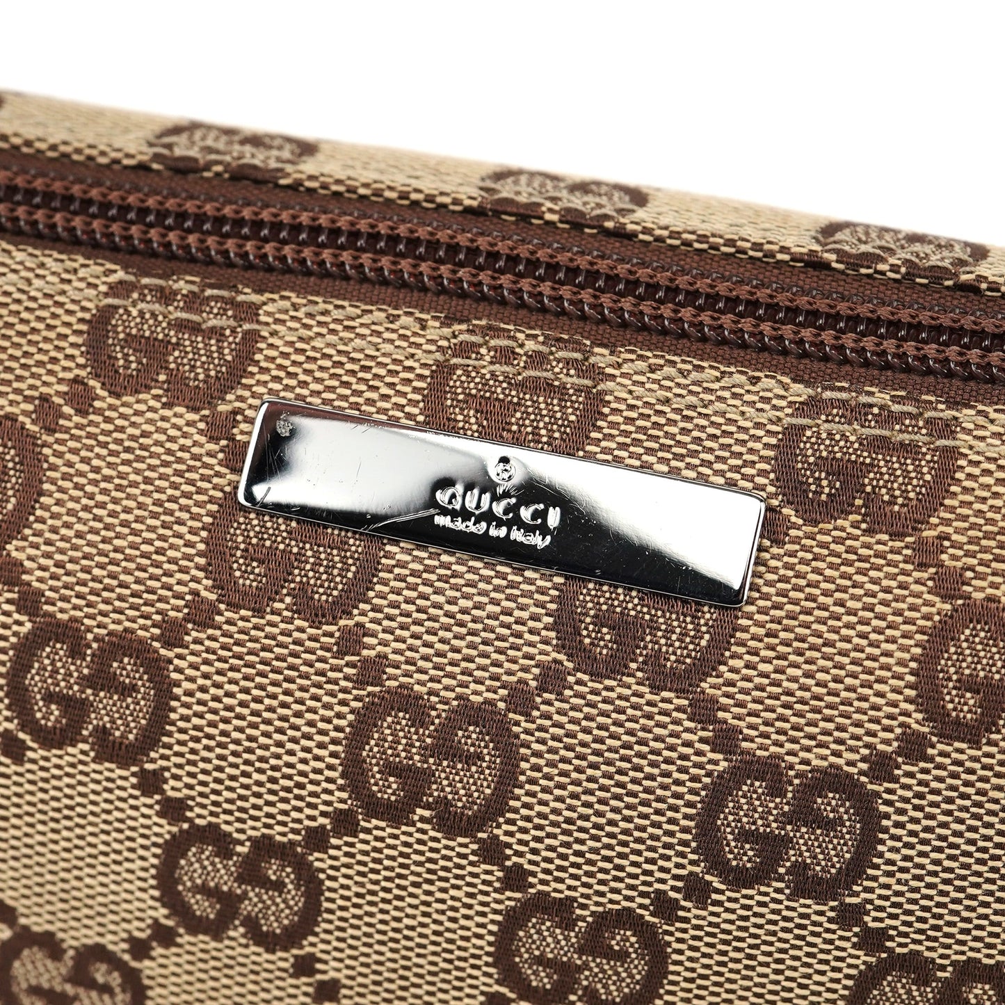 07198 Beige Brown GG Boat Pochette