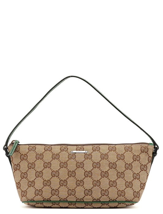 07198 Beige Green GG Boat Pochette