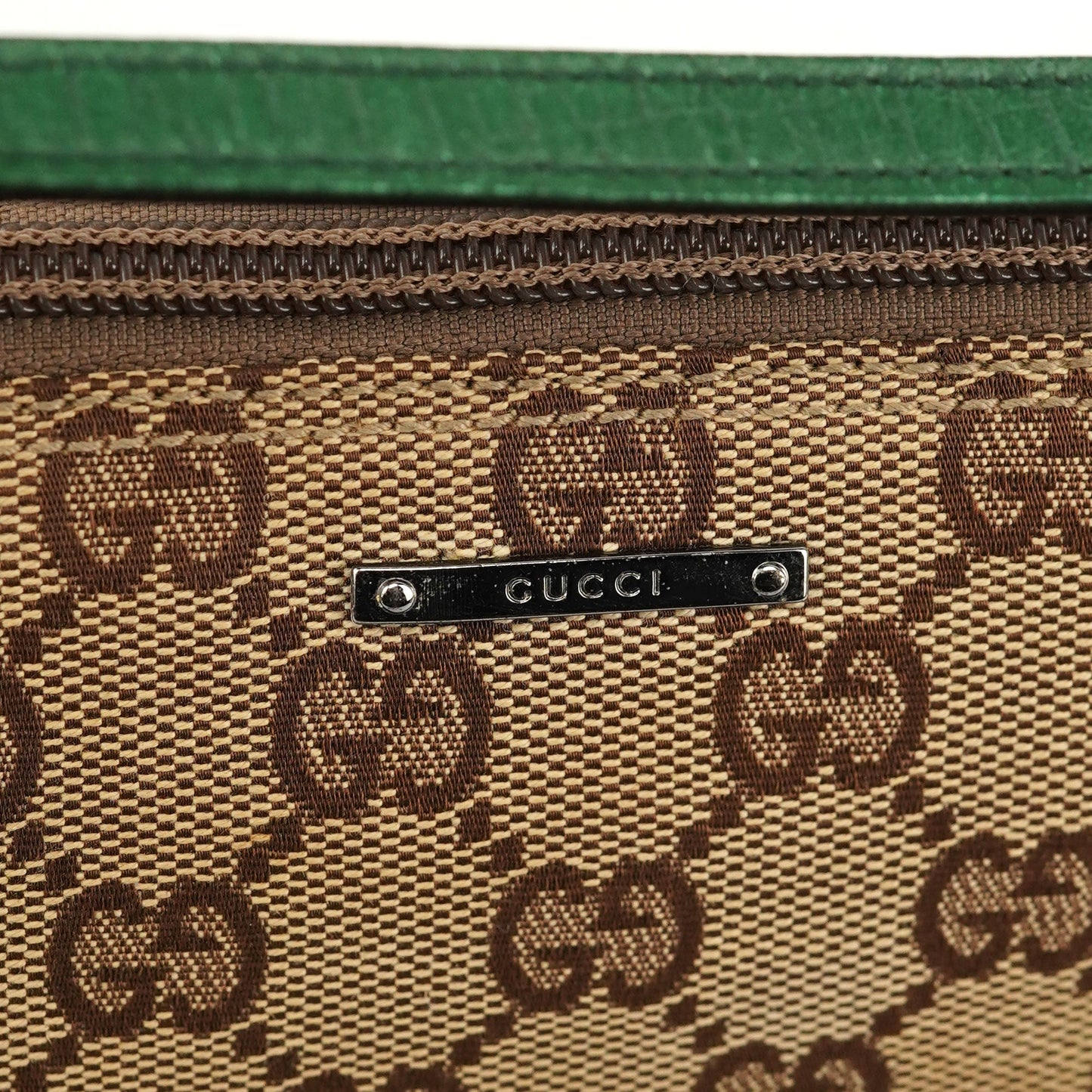 07198 Beige Green GG Boat Pochette