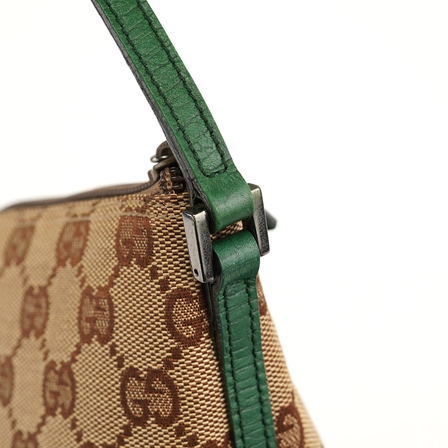 07198 Beige Green GG Boat Pochette
