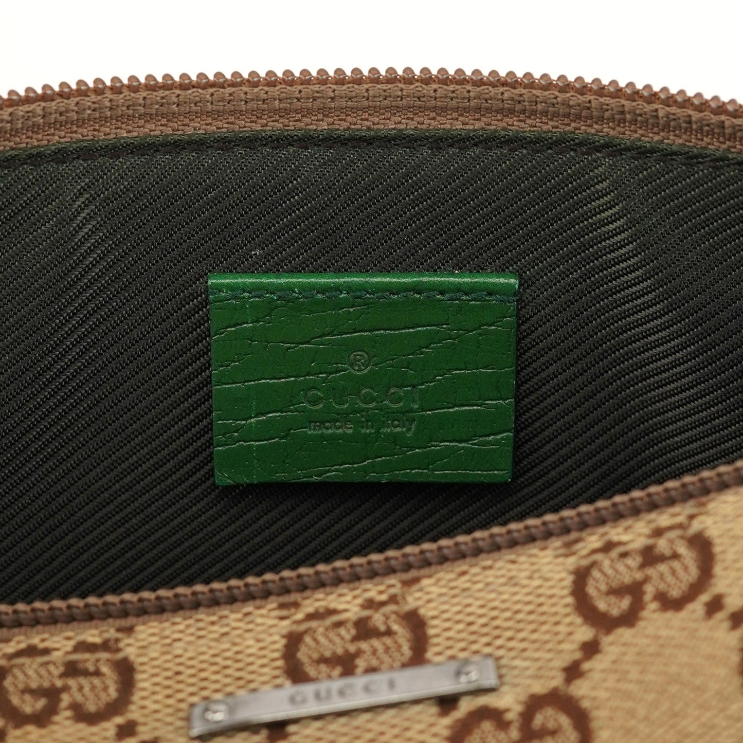 07198 Beige Green GG Boat Pochette