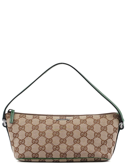 07198 Beige Green GG Boat Pochette