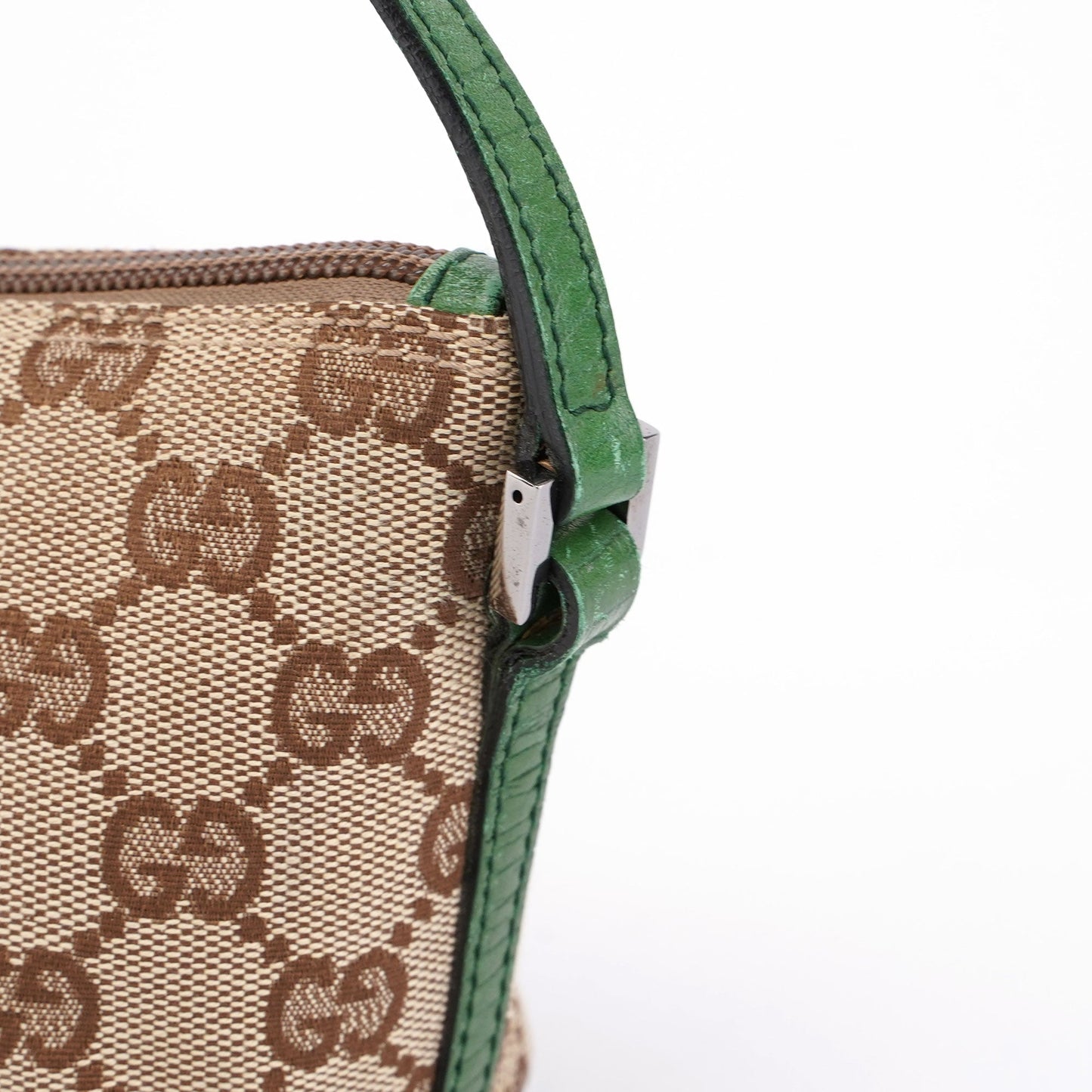07198 Beige Green GG Boat Pochette