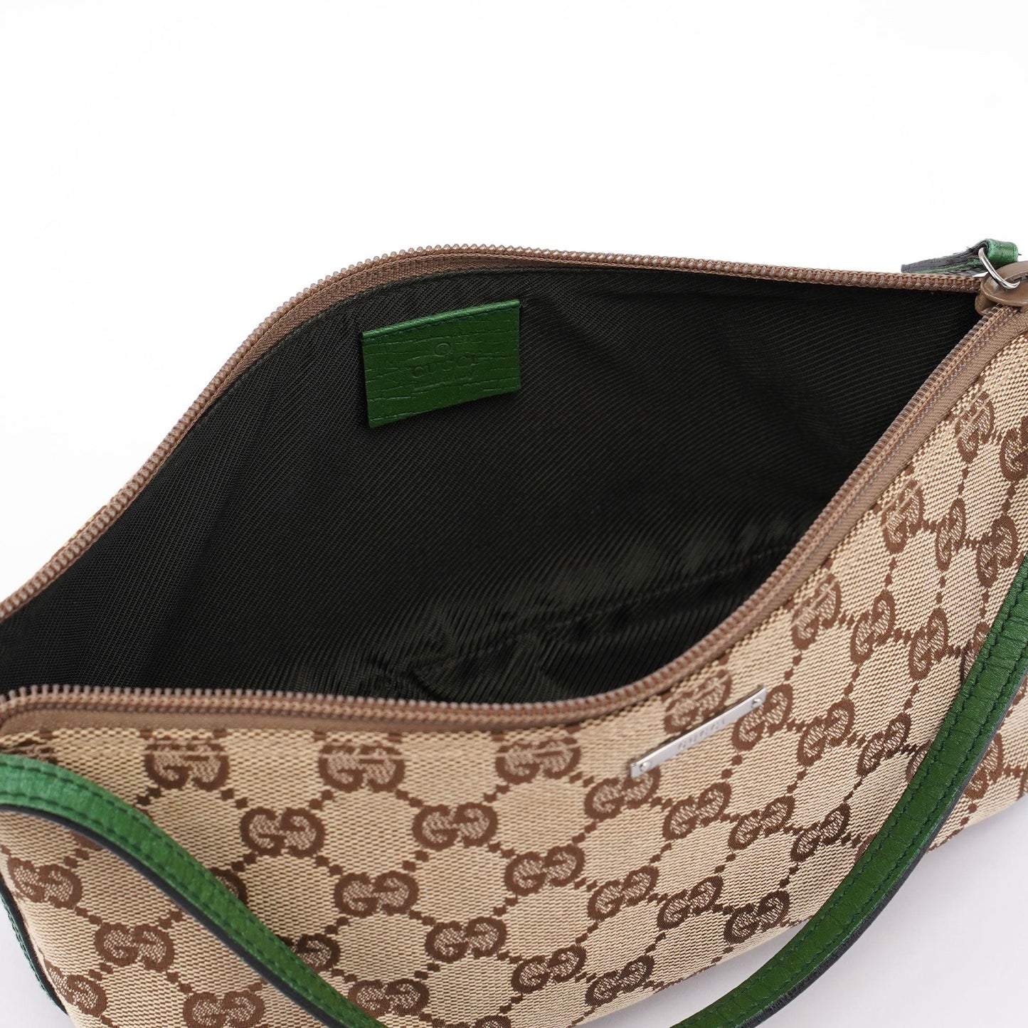 07198 Beige Green GG Boat Pochette