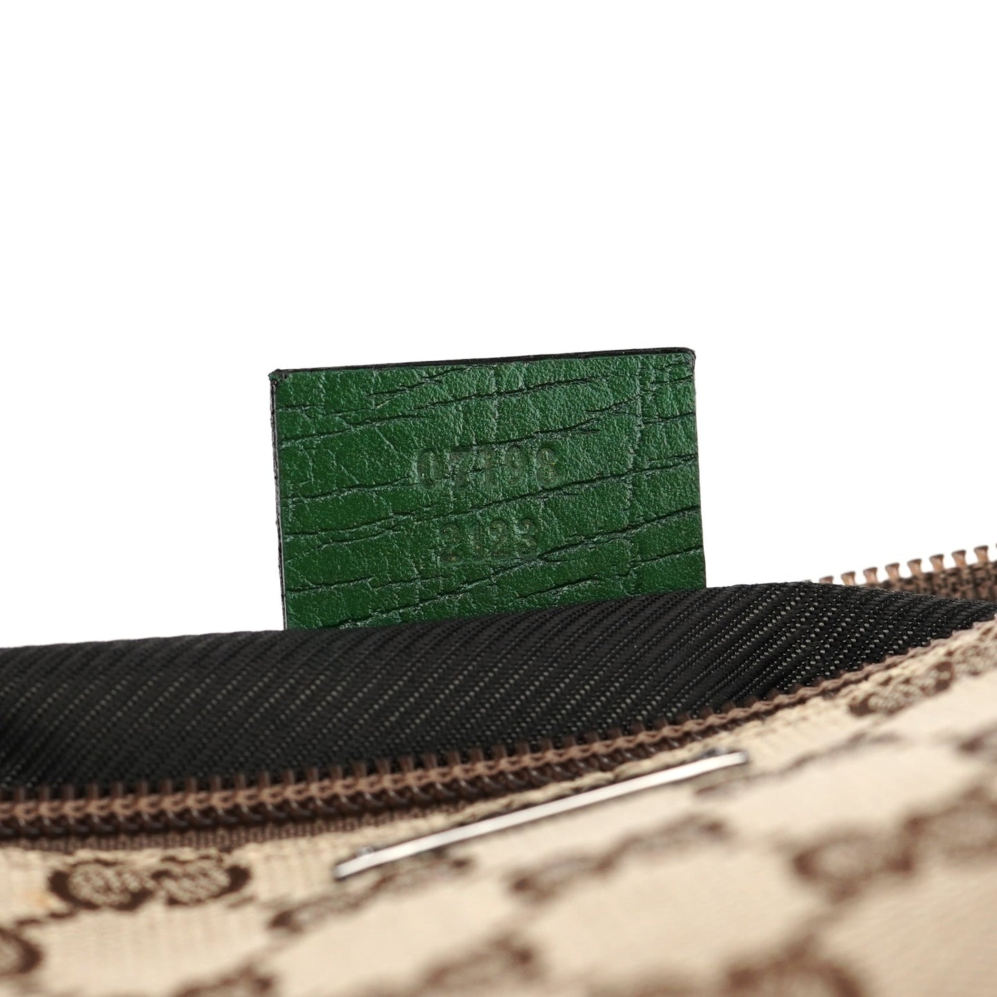 07198 Beige Green GG Boat Pochette