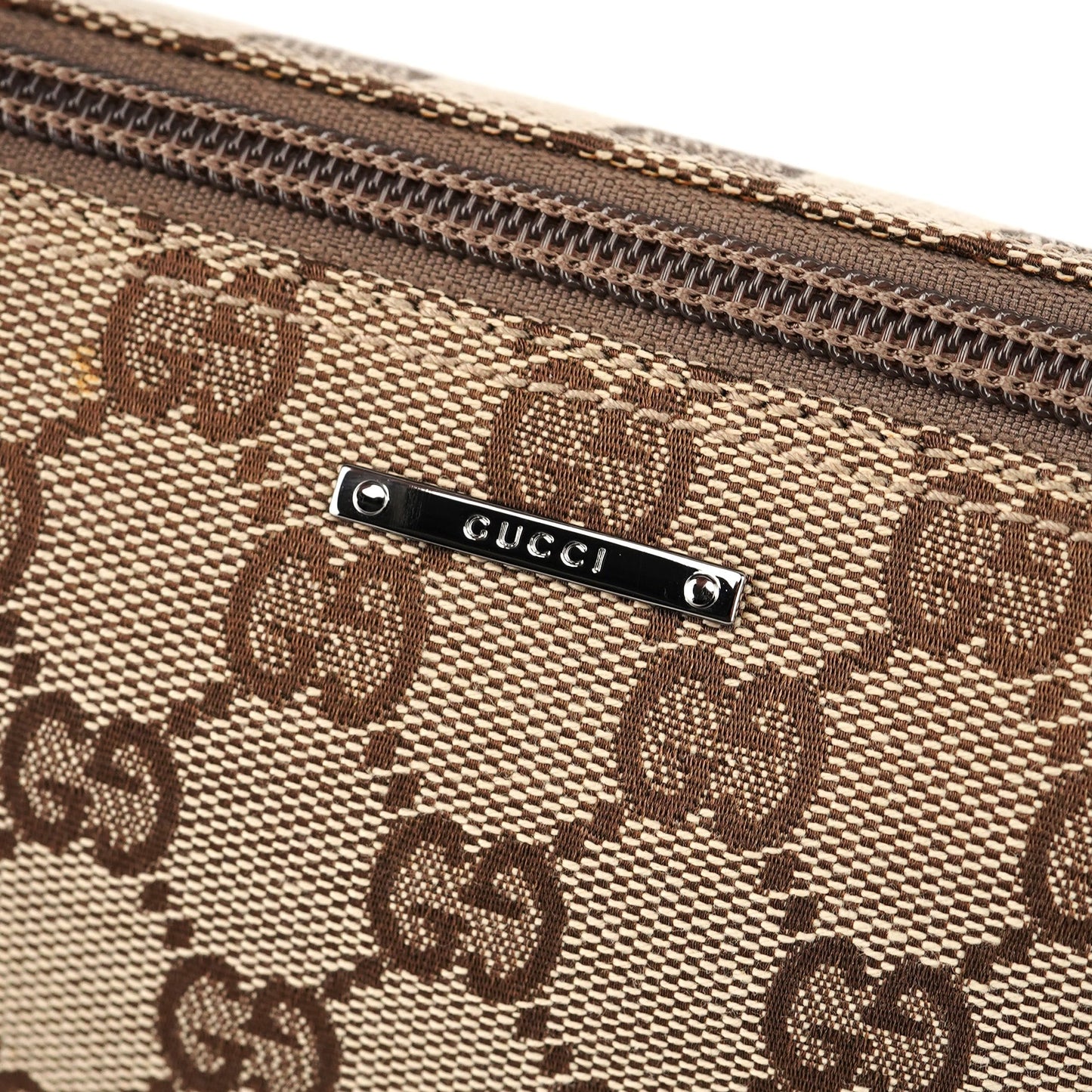 07198 Beige Green GG Boat Pochette