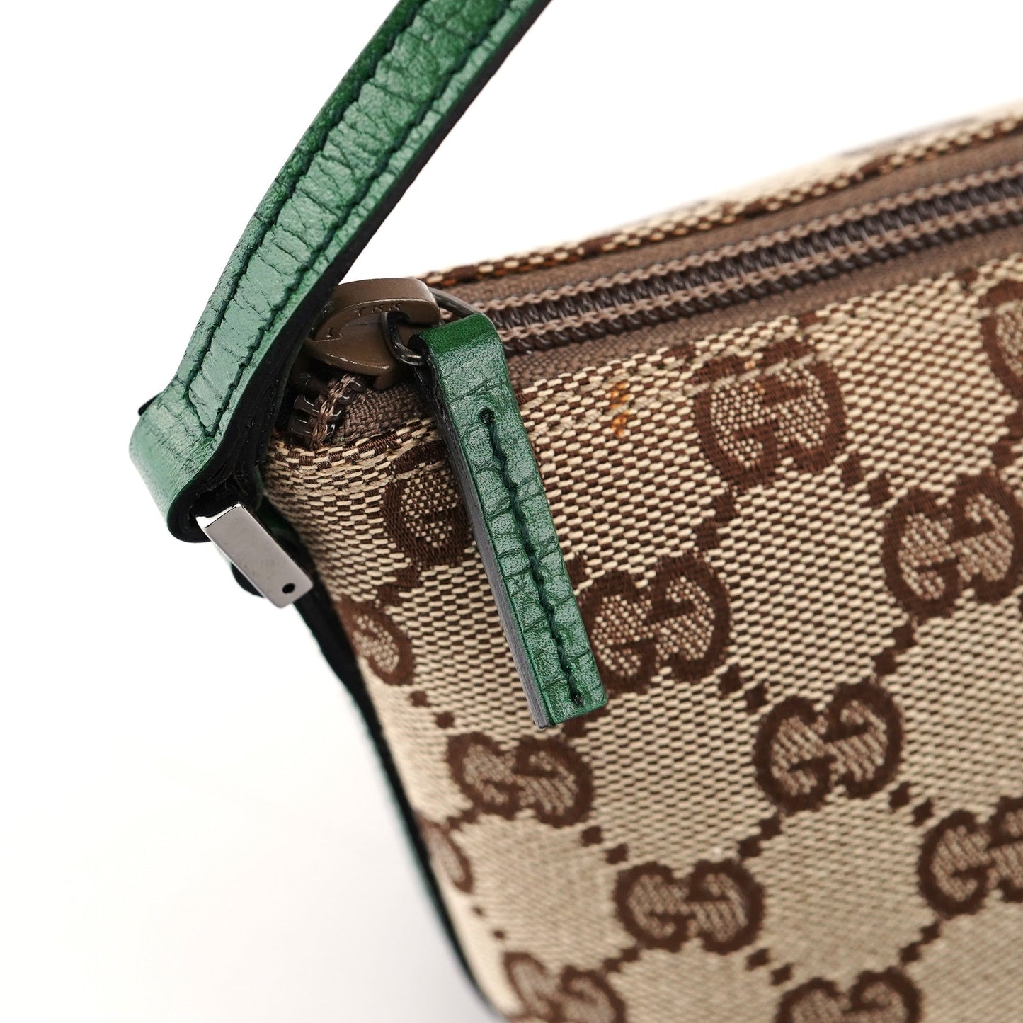 07198 Beige Green GG Boat Pochette