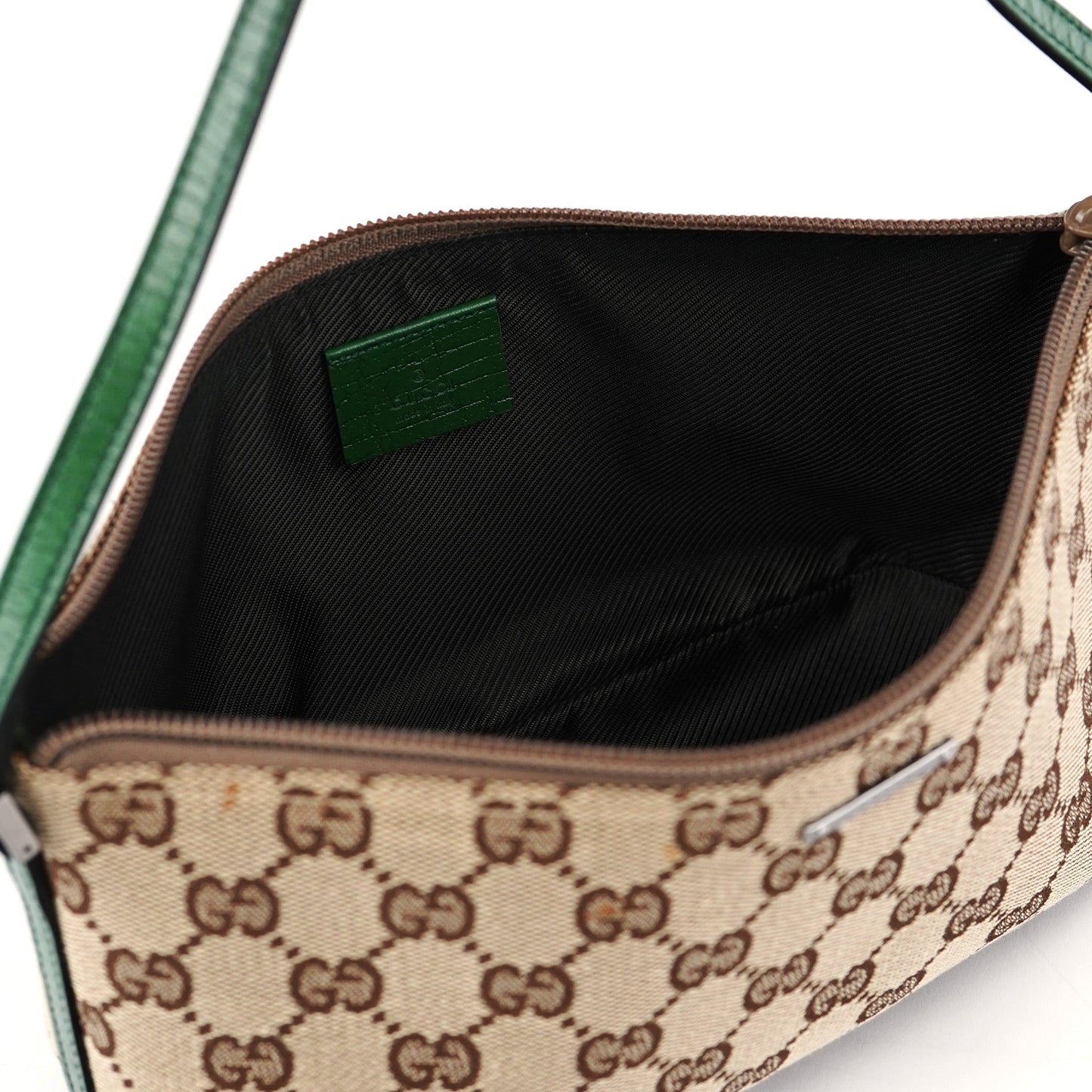 07198 Beige Green GG Boat Pochette