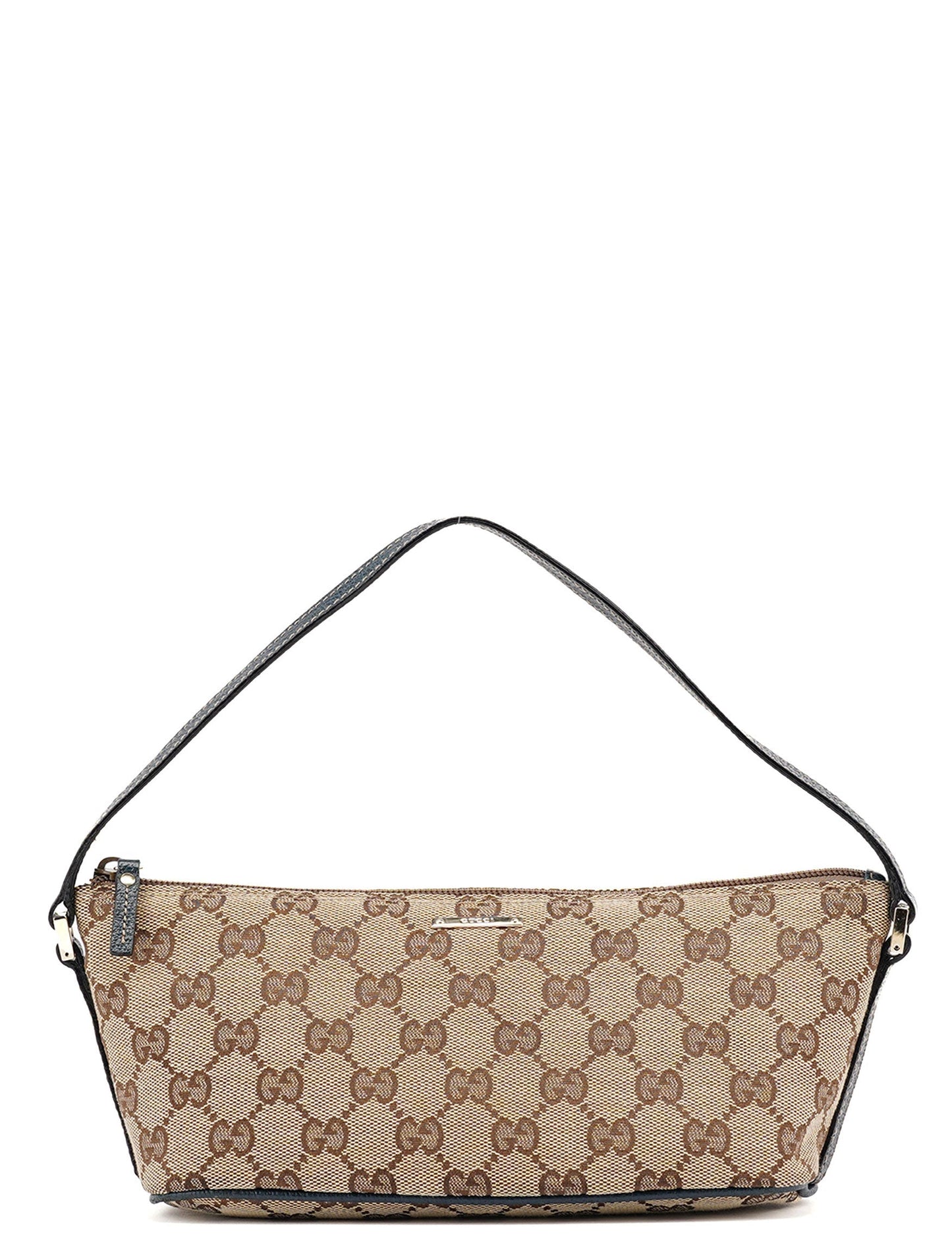 07198 Beige Navy GG Boat Pochette
