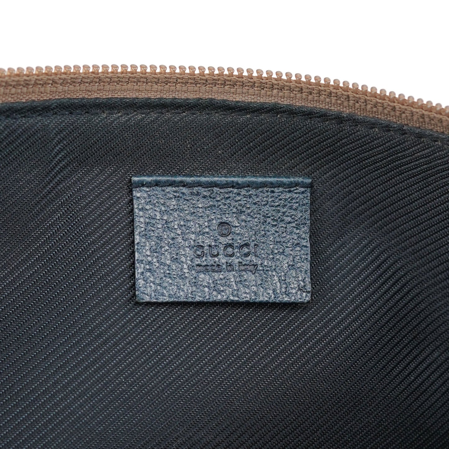 07198 Beige Navy GG Boat Pochette