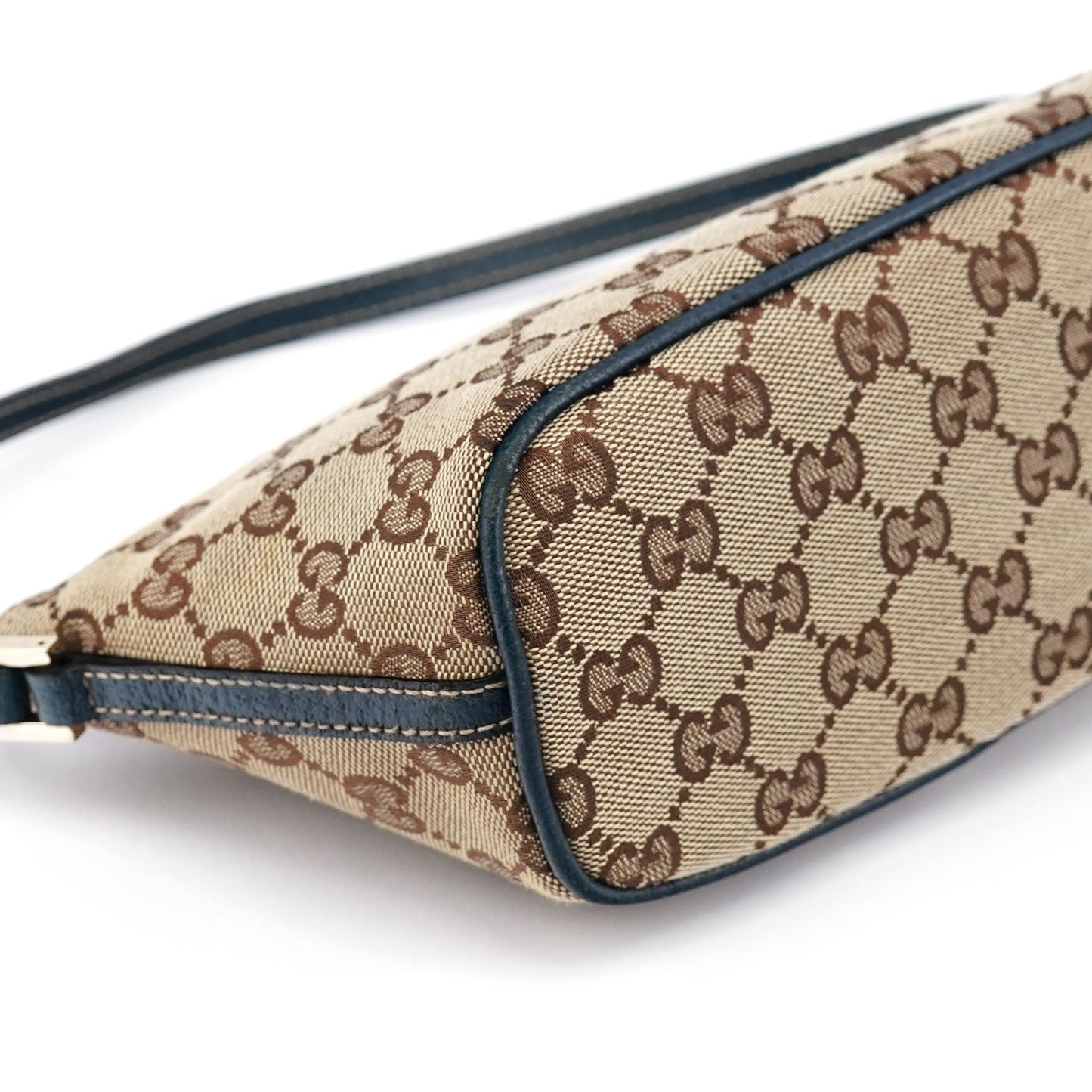 07198 Beige Navy GG Boat Pochette