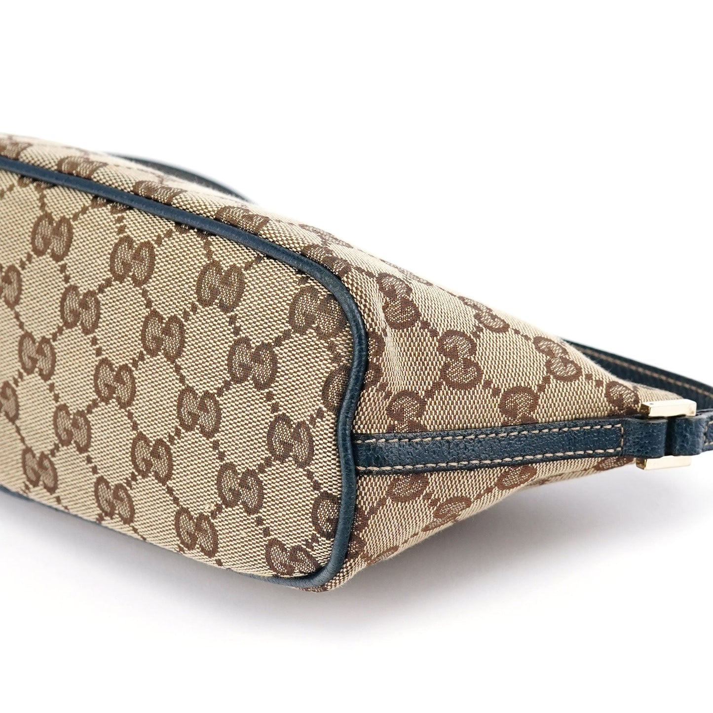 07198 Beige Navy GG Boat Pochette