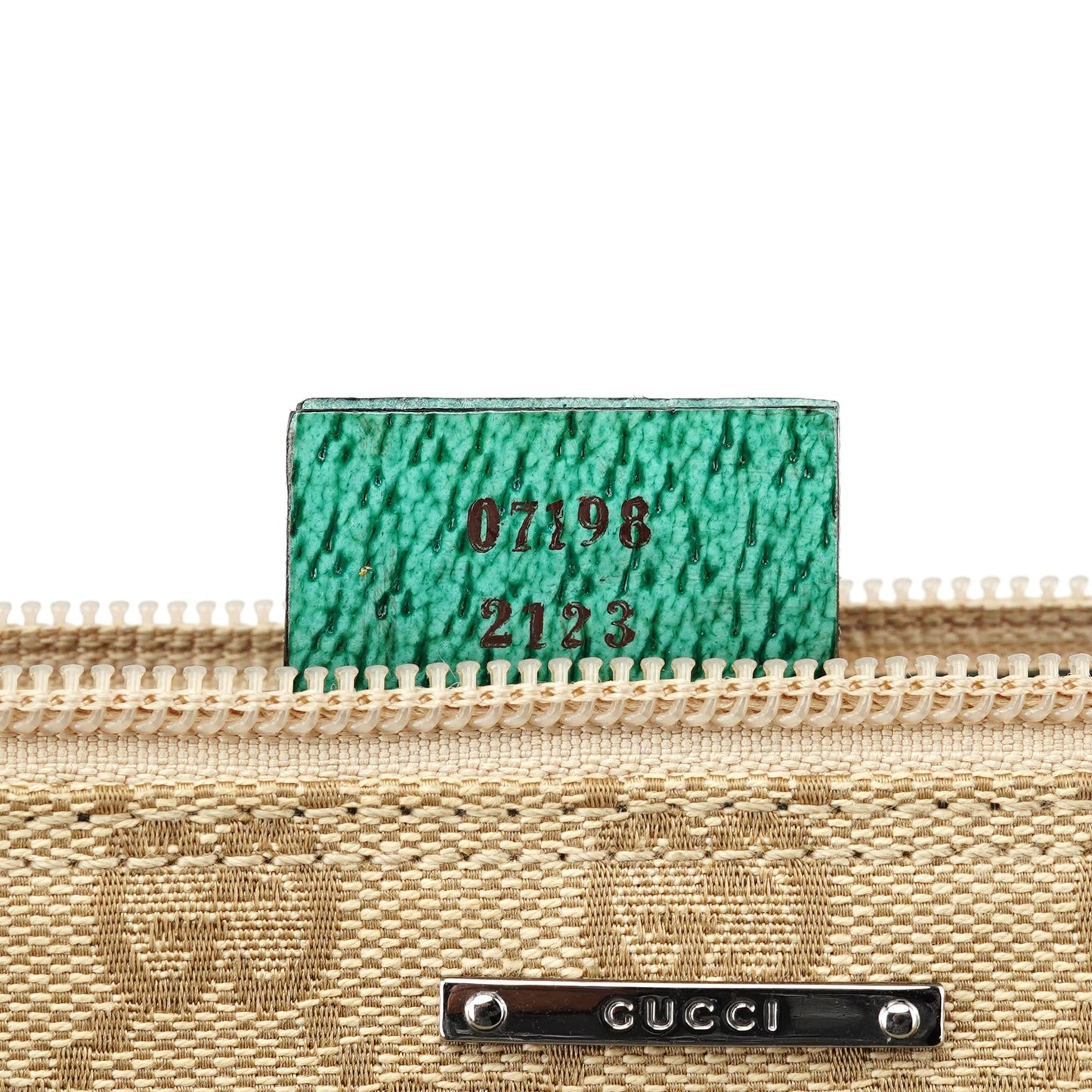 07198 Beige Turquoise GG Boat Pochette