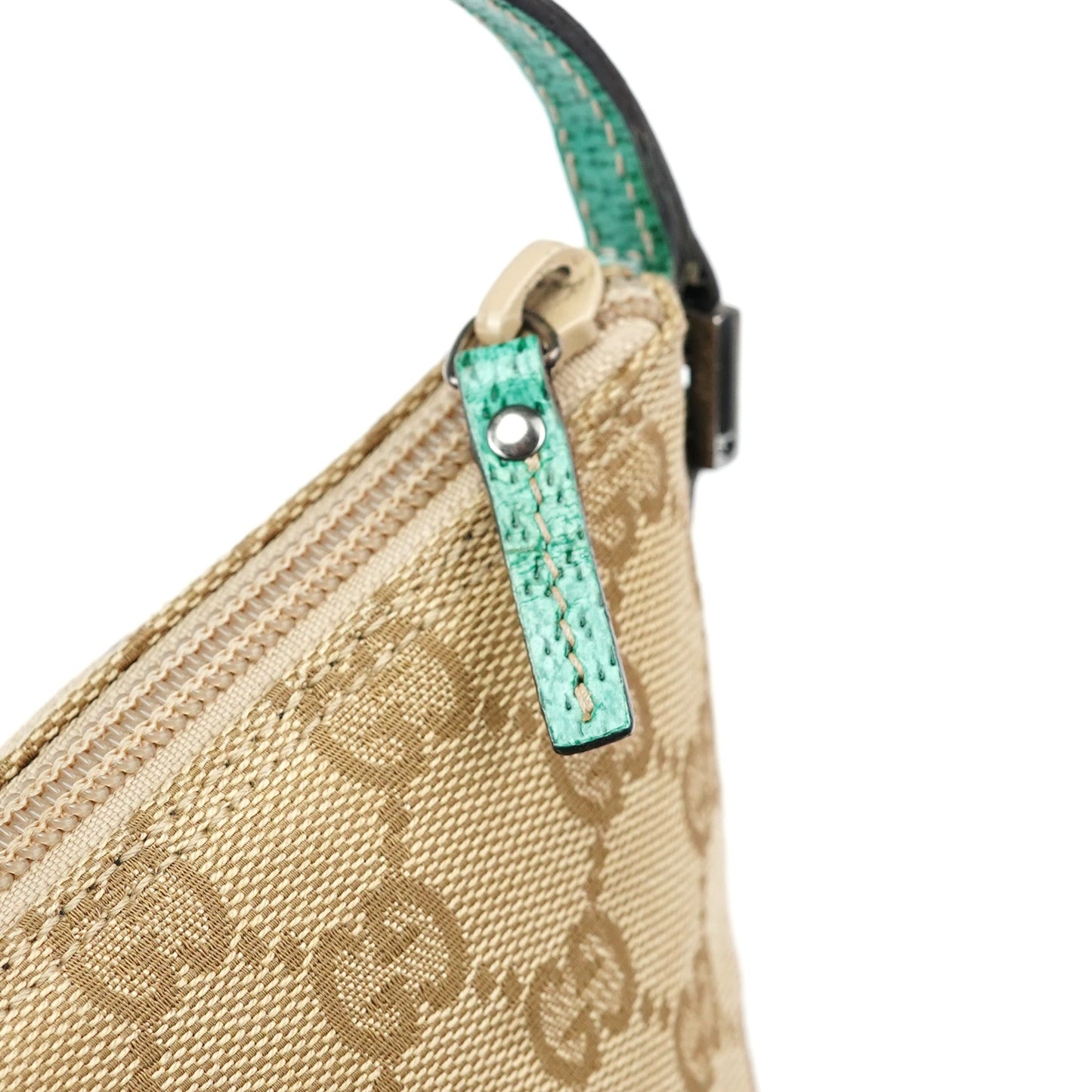 07198 Beige Turquoise GG Boat Pochette