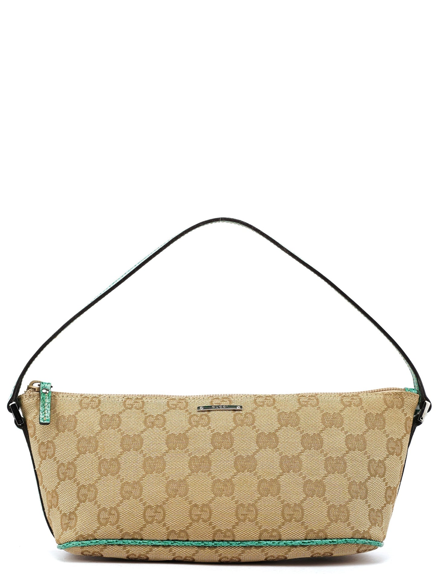 07198 Beige Turquoise GG Boat Pochette
