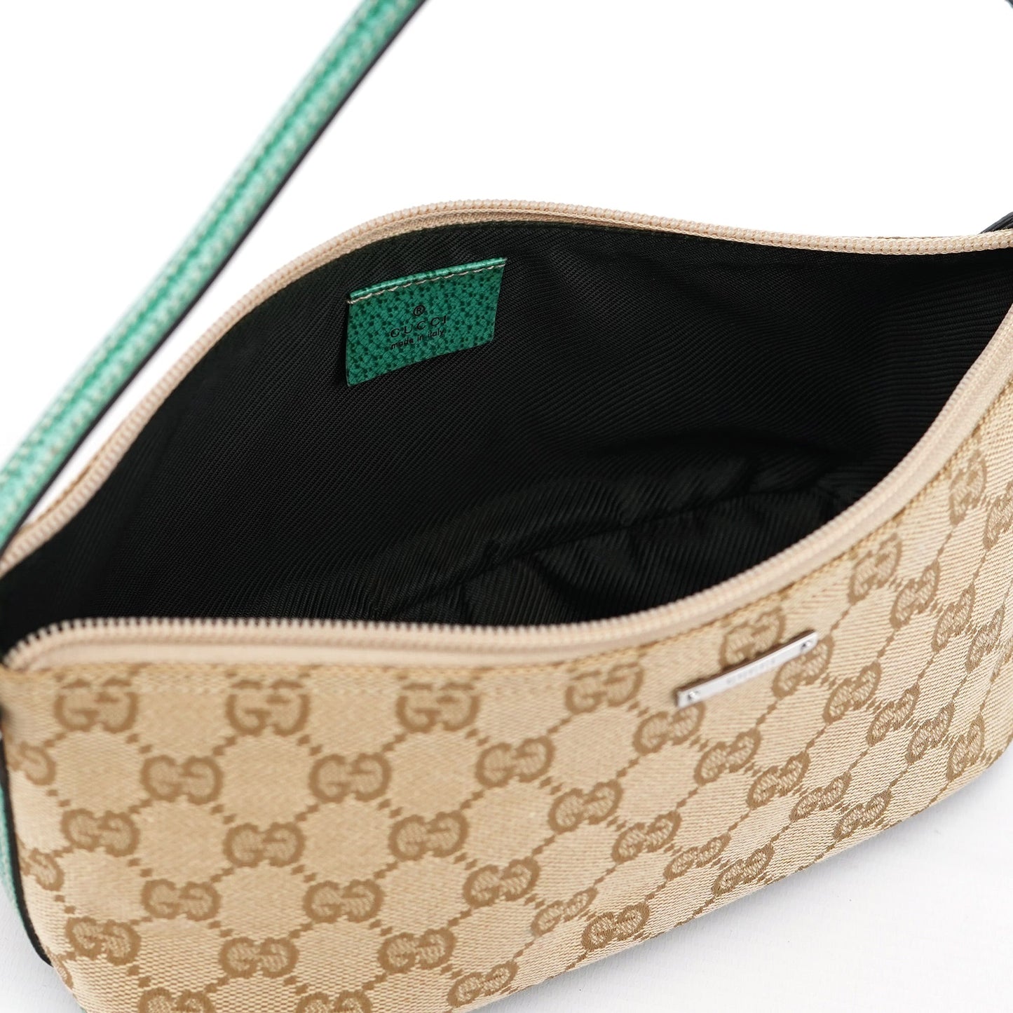 07198 Beige Turquoise GG Boat Pochette