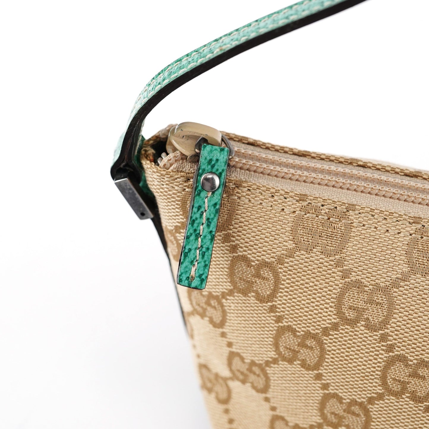 07198 Beige Turquoise GG Boat Pochette