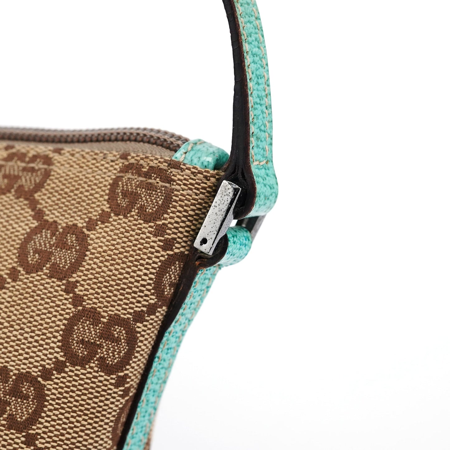 07198 Beige Turquoise GG Boat Pochette