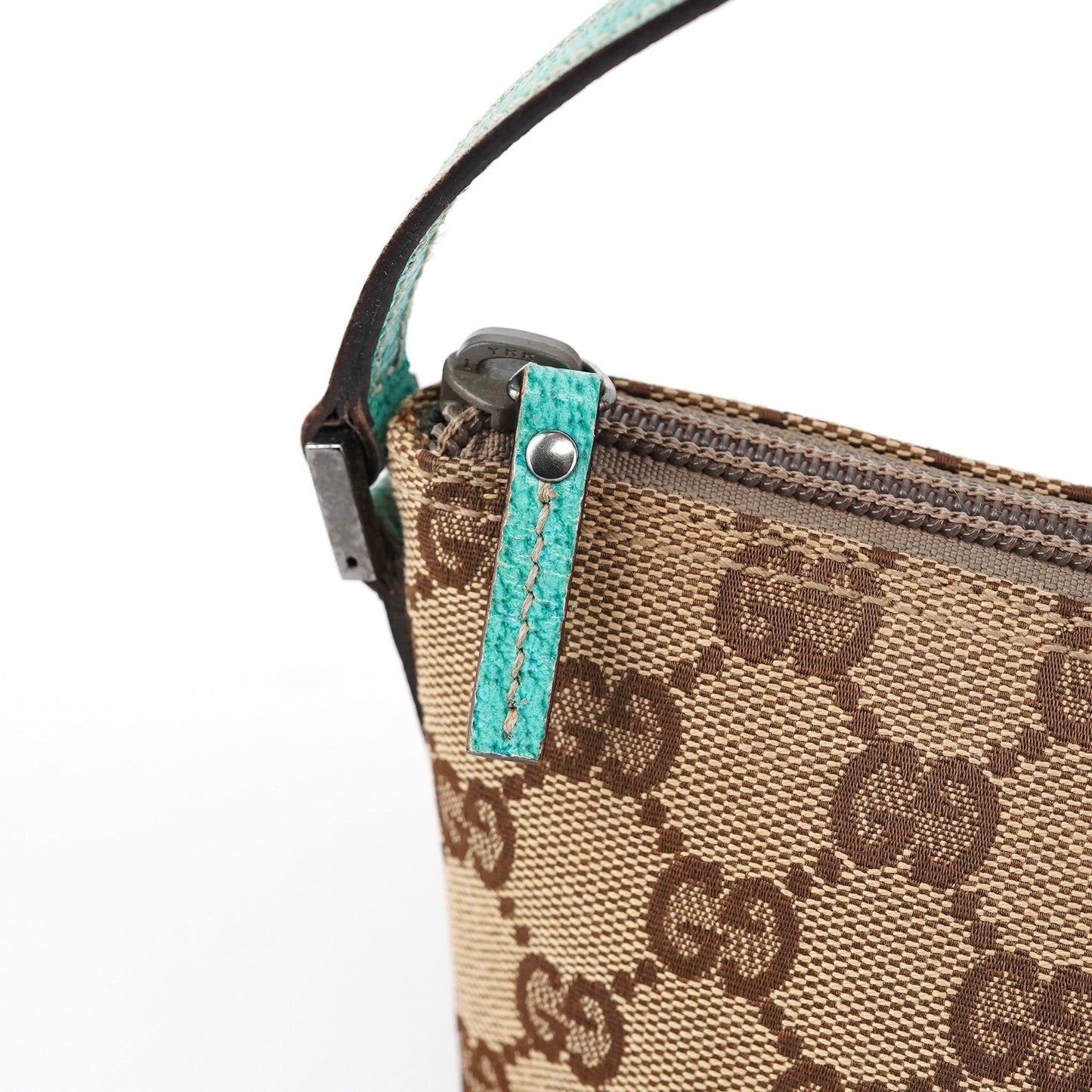 07198 Beige Turquoise GG Boat Pochette