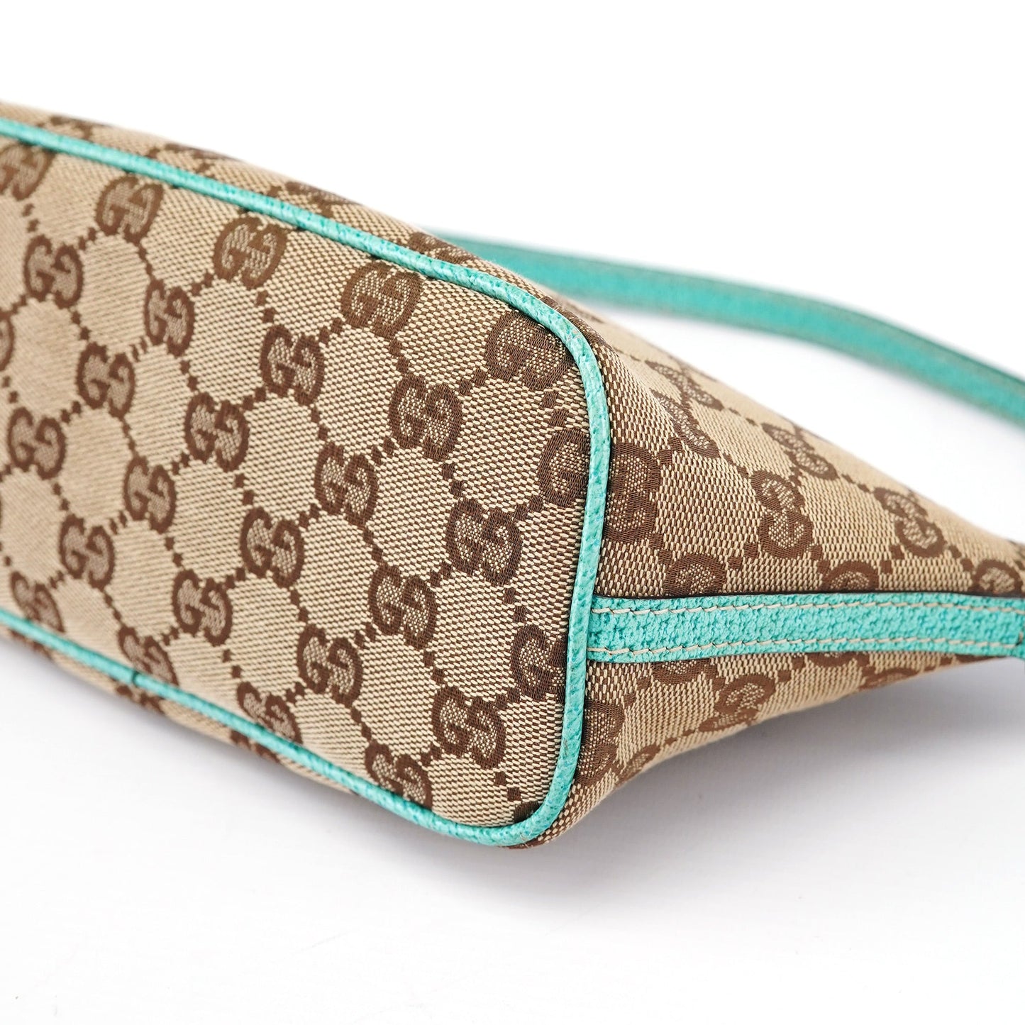 07198 Beige Turquoise GG Boat Pochette