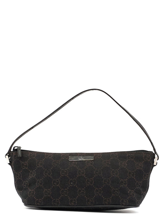 07198 Brown Wool GG Boat Pochete