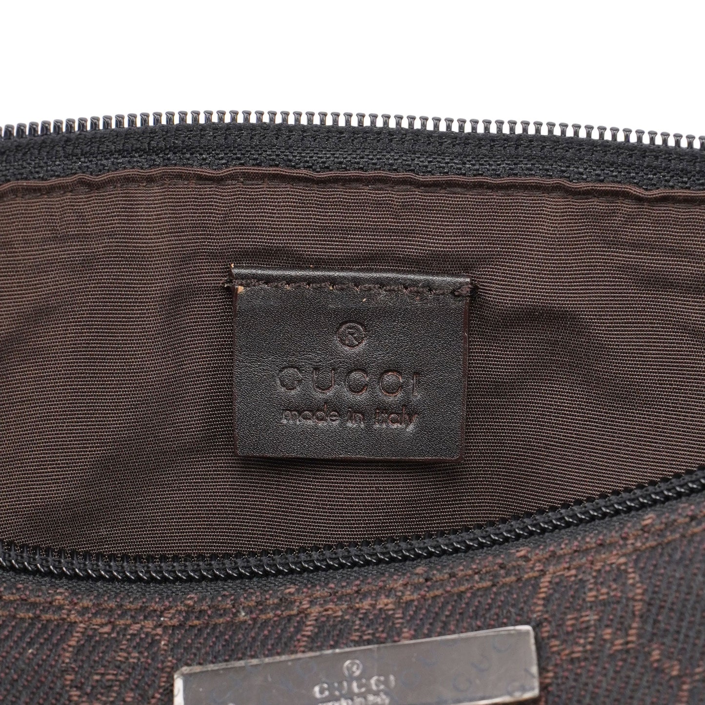 07198 Brown Wool GG Boat Pochete