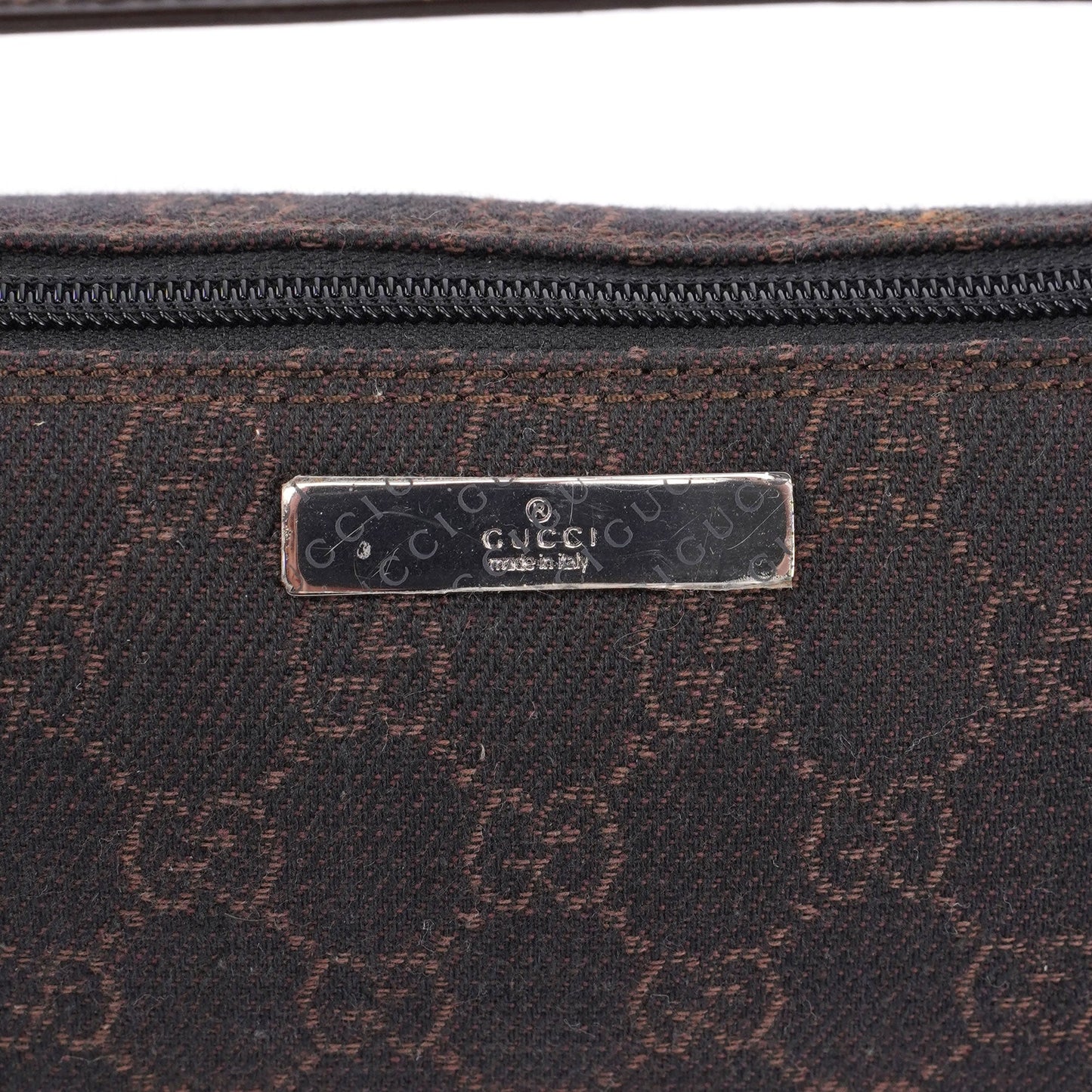 07198 Brown Wool GG Boat Pochete