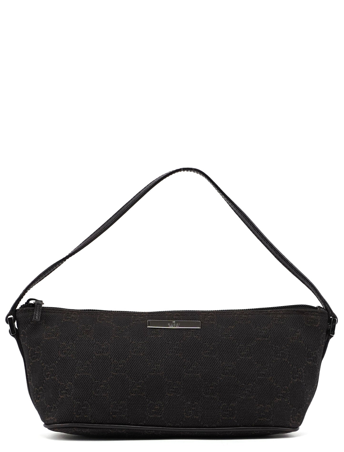 07198 Brown Wool GG Boat Pochette