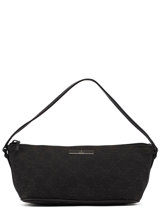 07198 Brown Wool GG Boat Pochette