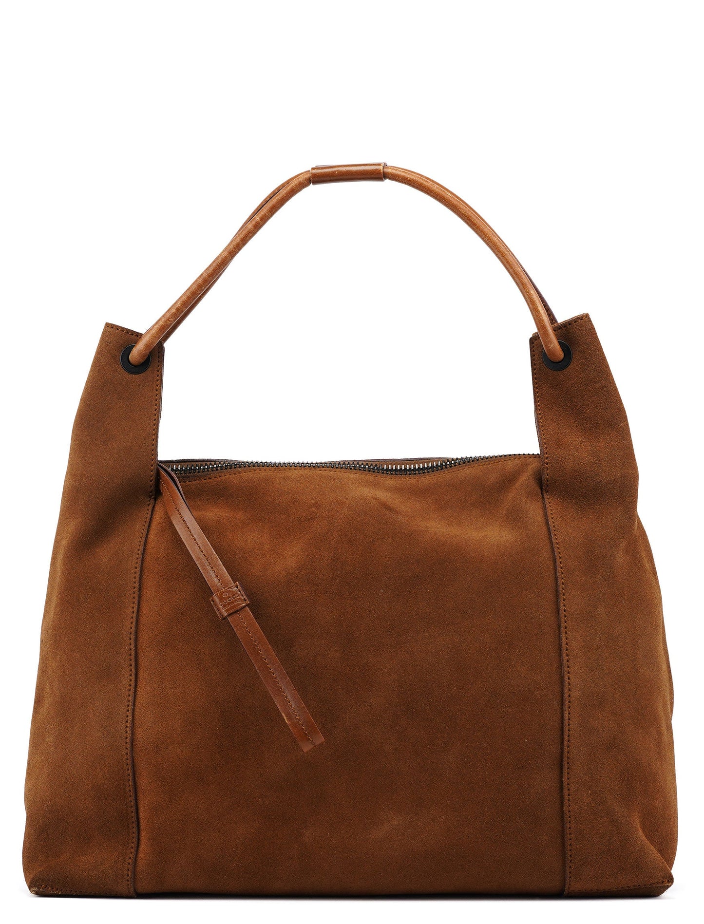 101292 Brown Suede Hobo Shoulder Bag