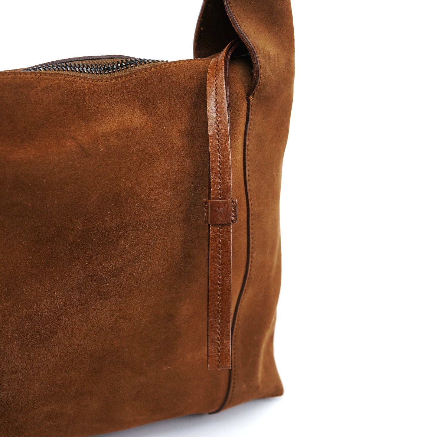 101292 Brown Suede Hobo Shoulder Bag