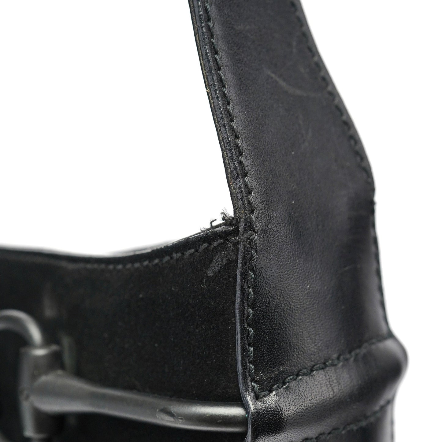 101975 Black Suede Horsebit Shoulder Bag