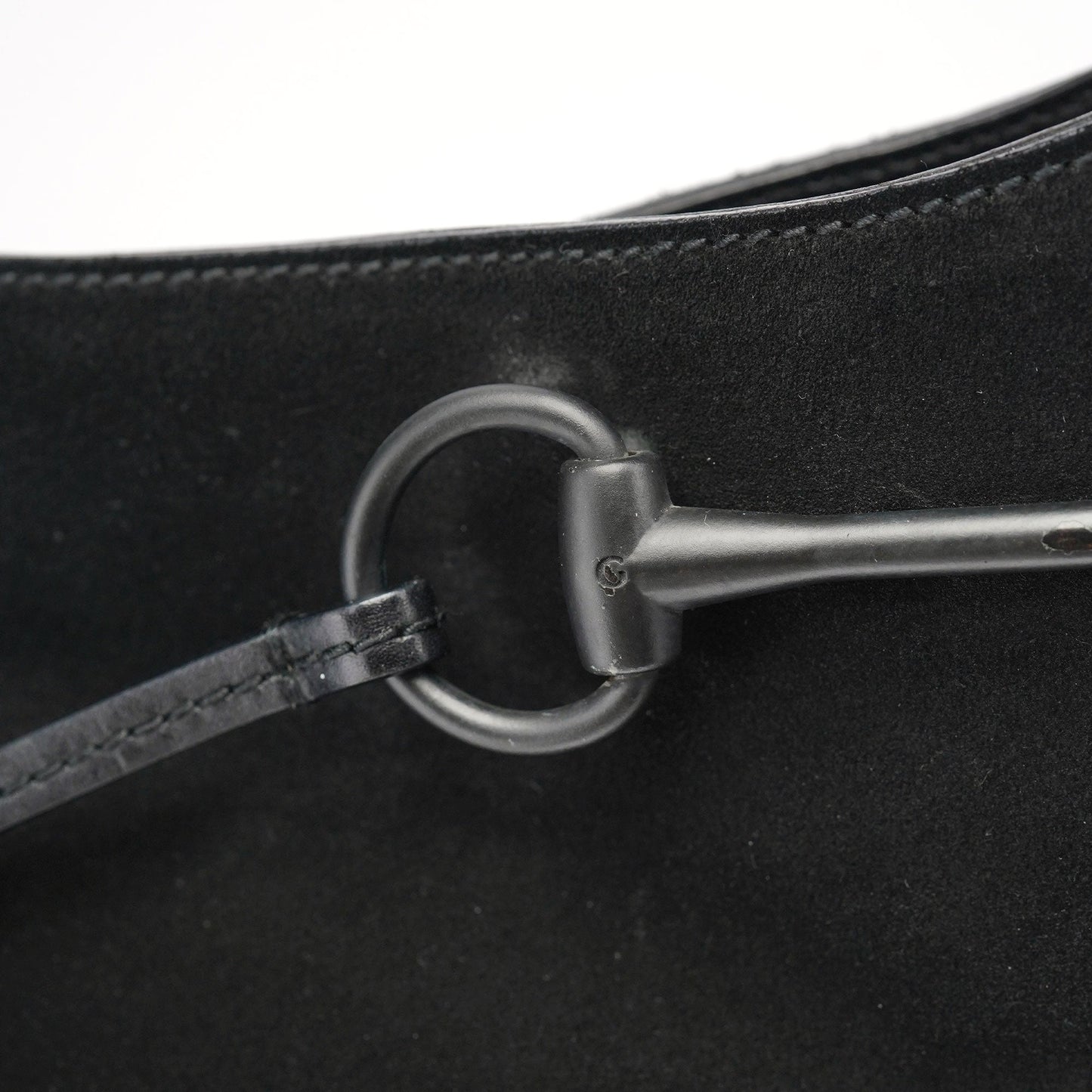 101975 Black Suede Horsebit Shoulder Bag