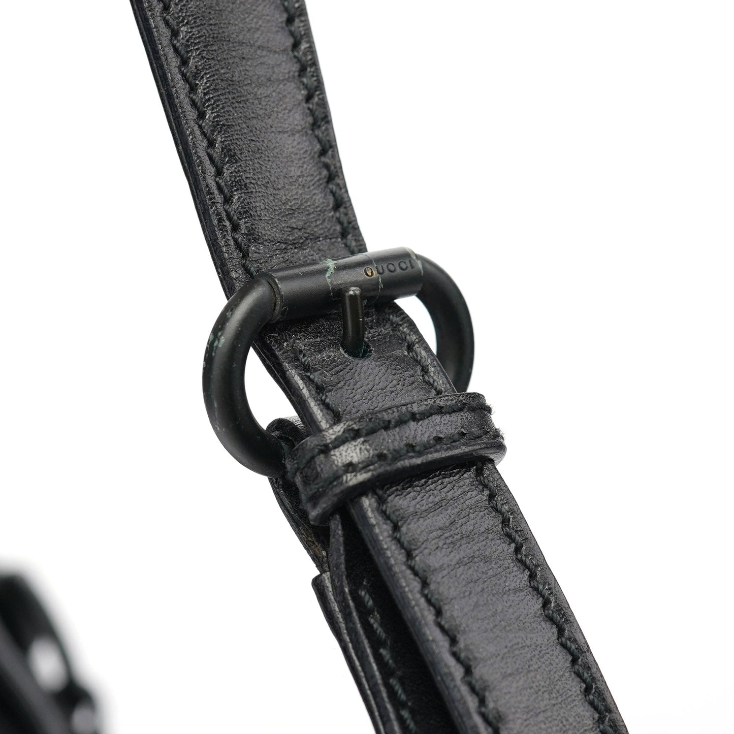 101975 Black Suede Horsebit Shoulder Bag