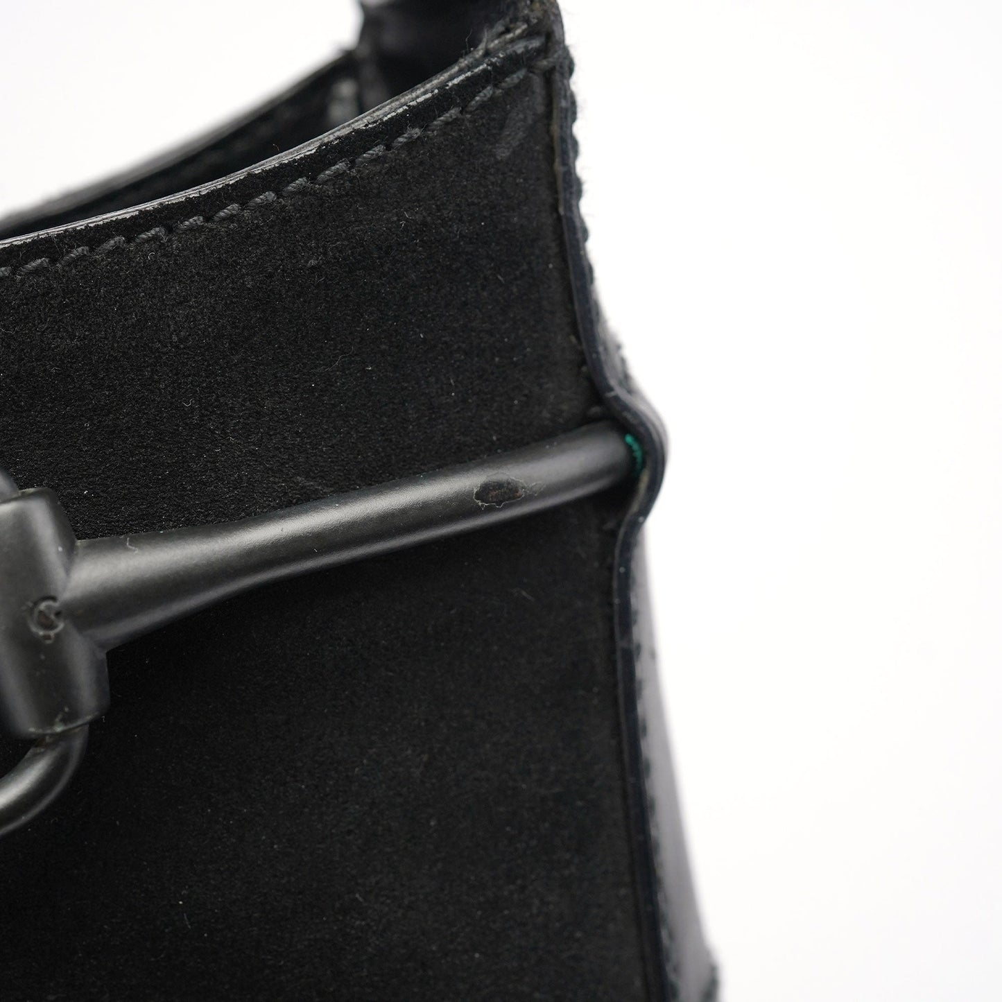 101975 Black Suede Horsebit Shoulder Bag